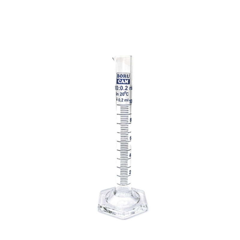 Borucam Uzun Form Cam Mezür Altıgen Tabanlı 10 ml