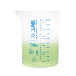 ISOLAB 026.03.500 Beher - P.P - Kısa Form - Mavi Skala - 500 ml
