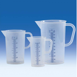 ISOLAB 026.04.902 Beher - Kulplu - P.P - Kısa Form - Mavi Skala - 2000 ml / 120 °C Sıcaklık Dayanımı