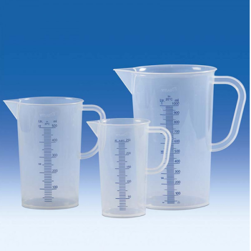 ISOLAB 026.04.500 Beher - Kulplu - P.P - Kısa Form - Mavi Skala - 500 ml / 120 °C Sıcaklık Dayanımı