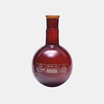 ISOLAB 030.12.053 Balon - Amber - Cam - Şilifli boyun - Dibi yuvarlak - 50 mL - NS 29/32   