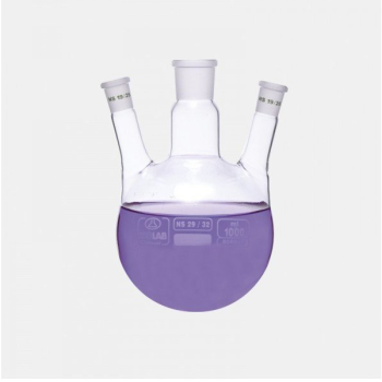 ISOLAB 030.38.500 Balon - Dibi Yuvarlak - 3 Boyunlu - Yan Dişi Şilif - Merkez Boyun : NS 24/29 - Yan Boyun(Lar) : NS 19/26 - 500 ml