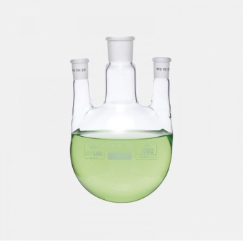ISOLAB 030.46.250 Balon - Dibi Yuvarlak - 3 Boyunlu - Paralel Yan Boyun - Merkez Boyun : NS 29/32 - Yan Boyun(lar) : NS 19/26 - 250 ml
