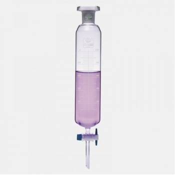 ISOLAB 031.06.050 Ayırma Hunisi - Cam - Silindirik - Dereceli - Ptfe Musluklu - 50 ml