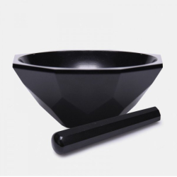 ISOLAB 038.18.065 Havan - Agat - Tokmağı İle - Çap 65 mm - Standart Form - Siyah