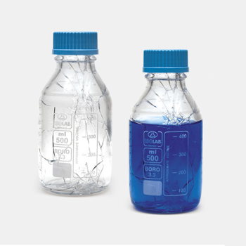 ISOLAB 061.01.100C Şişe - Borosilikat Cam - Şeffaf - Vidalı Kapaklı - 100 ml - Yüzey Kaplı