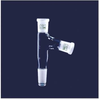 ISOLAB 065.18.001 Adaptör - Çoklu - 2 Boyunlu - Aşağı Açılı - Dişi Şilif & Erkek Şilif : NS 14/23 - Aşağı Açılı Dişi Şilif : NS 14/23 